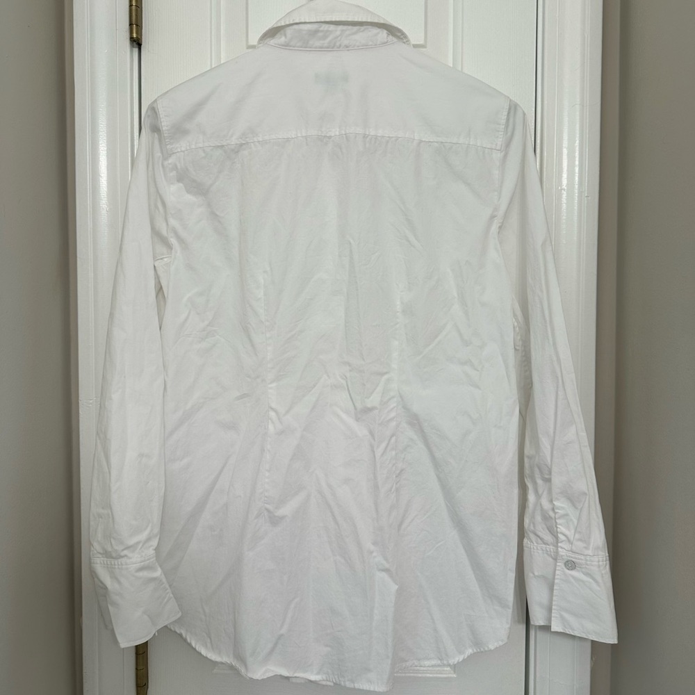 Talbots Women’s Button Down Shirt Small Sequin Holly Berry White Cotton Blouse - Picture 7 of 11